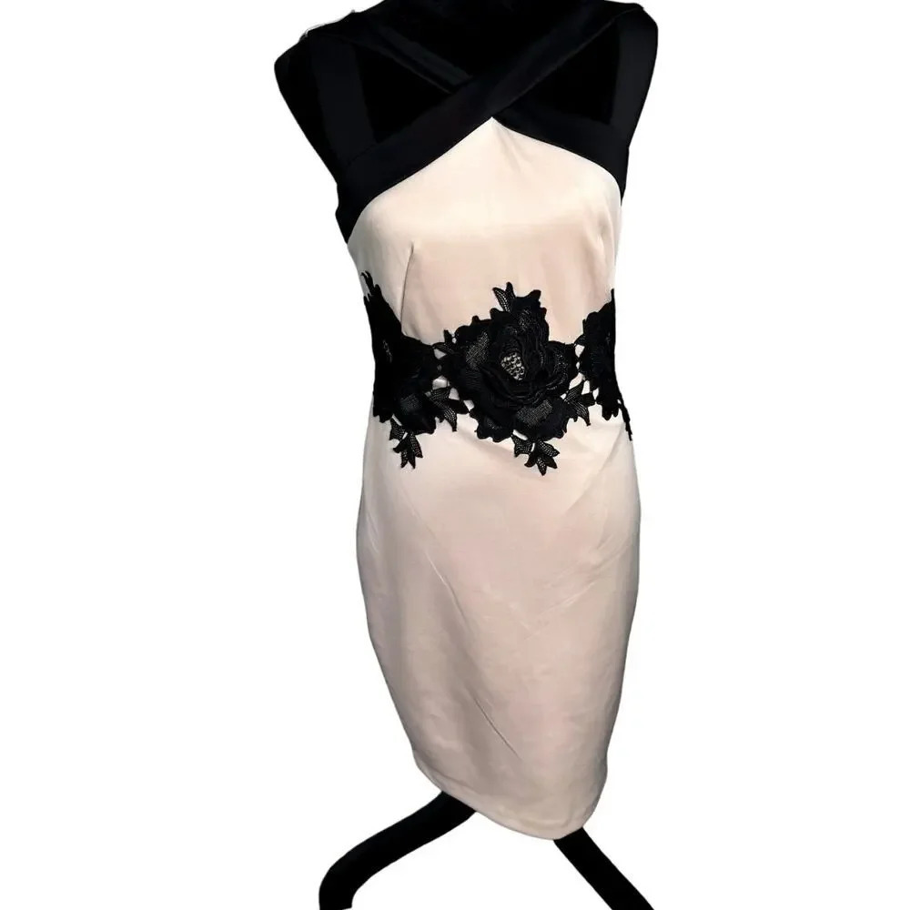 Jax Sheath Dress with Lace‎ Floral Waistband Overlay